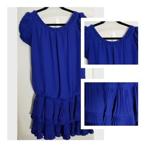 Mango MNG Suit Blue Pleated Dress Size 4